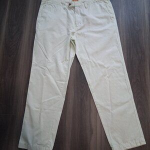 Tommy Bahama Chino Pants Men's 42x32 Cream Flat Front Pima Cotton Casual